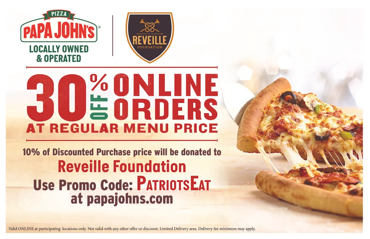Papa John's Reveille 30% of coupon