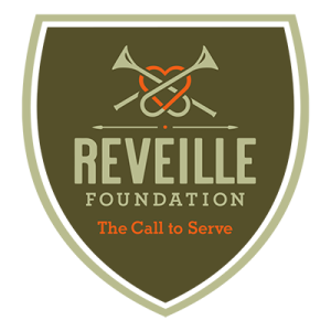 reveille full color logo in olive drab green and orange